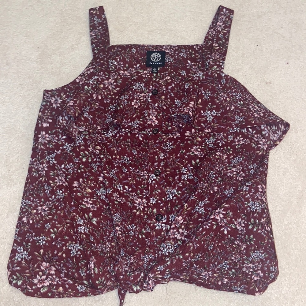 Floral pattern ruffle top shirt